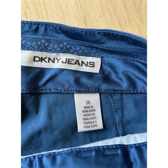 Y2K 90s Shinny Shorts DKNY silk blend Blue satin look Shinny Vintage Sexy Med 28 - Picture 7 of 11